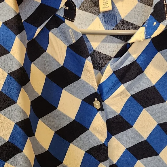 H&M Vibrant Geometric Button-Up Oversized  Shirt Size M - Picture 8 of 14